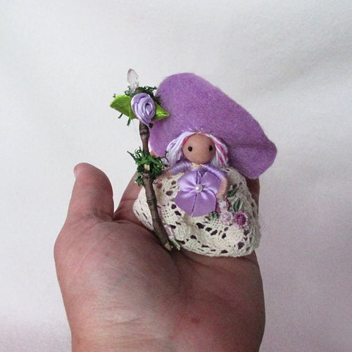 Pastel Lace Tiny kitchen witch doll