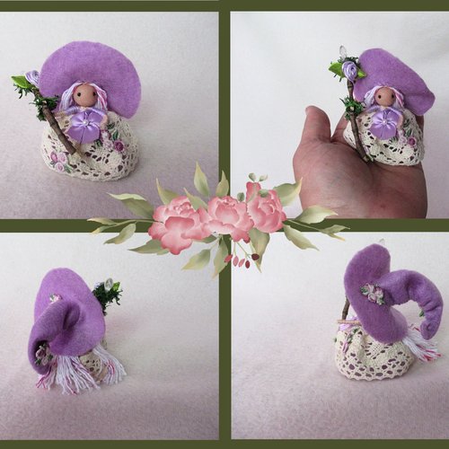 Pastel Lace Tiny kitchen witch doll