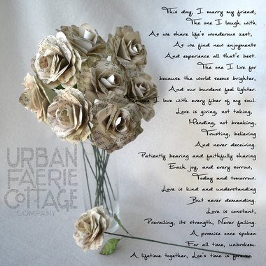 Personalized First Anniversary Wedding Vow Paper Roses