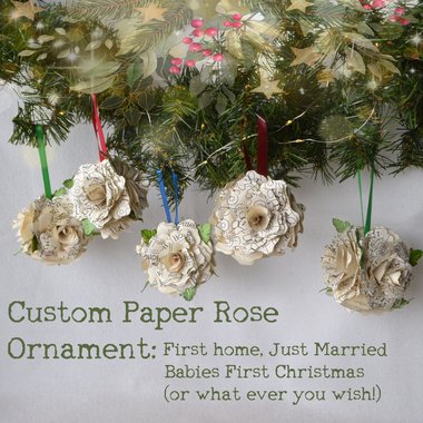 Custom paper rose Ball Christmas Tree ornament