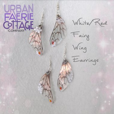 White Fairy wing earrings