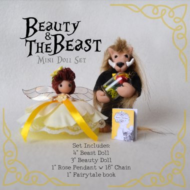 Beauty and the Beast fairytale doll set