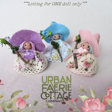 Pastel Lace Tiny kitchen witch doll